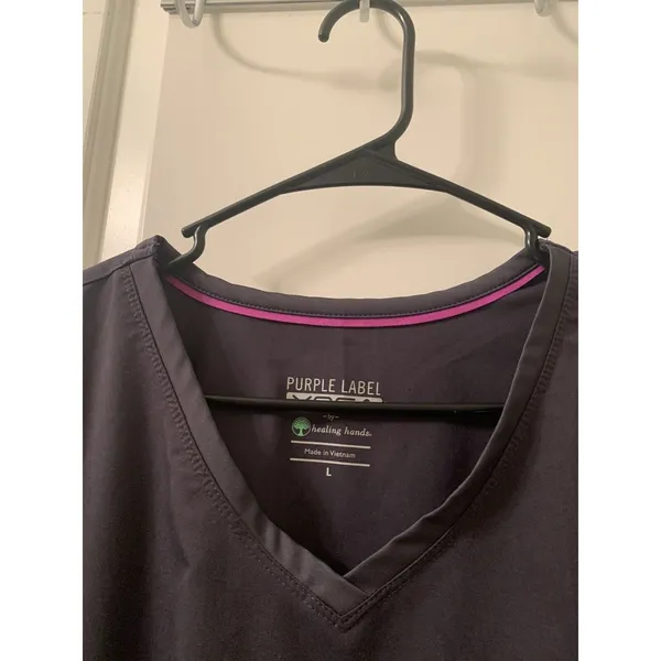 Purple Label Yoga by Healing Hands Women’s Scrub Top Nurse Medical Size L Gray - Image 4