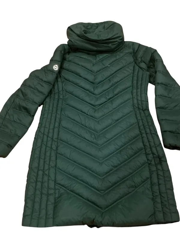 Michael Kors packable quilted hooded down filled coat green size medium - Image 4