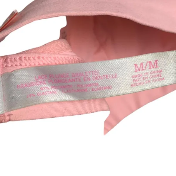 Victoria's Secret Pink Women's Medium Bralette Lace Plunge Pink Floral Feminine‎ - Image 5