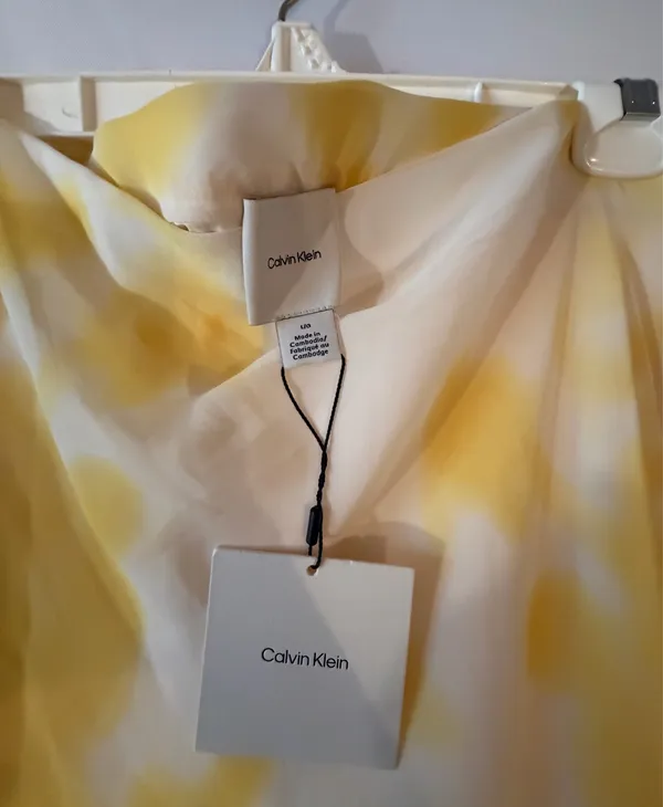 Calvin Klein Yellow Tie-Dye Slip Skirt - Image 2