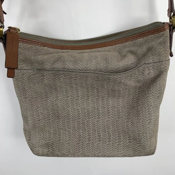 Fossil Leather Crossbody Bag Brown Purse Zippered Pockets Adjustable‎ Travel Bag - Image 5
