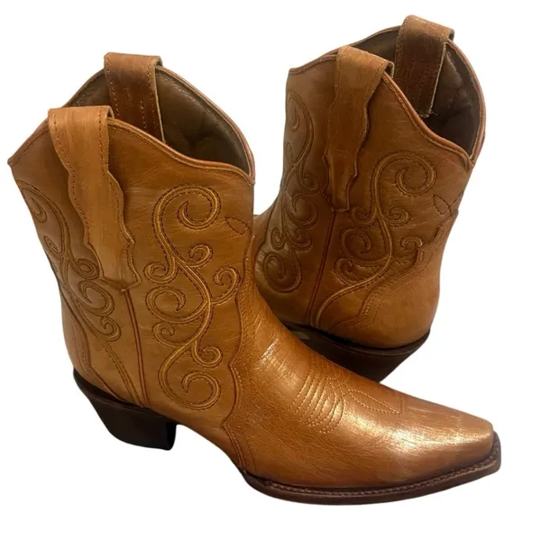 NIB Circle G Corral L6235 Women’s 8 Shedron Honey Brown Leather Ankle Boots NEW - Image 14