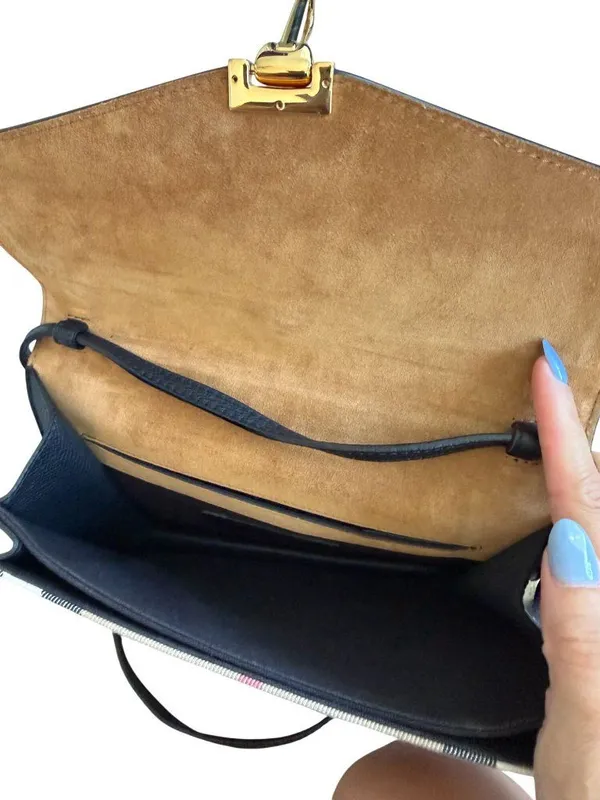 BURBERRY House Check Canvas Black Leather Macken Crossbody Bag - Image 12