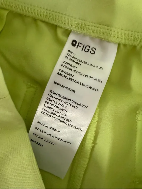 FIGS Zamora High Waisted Jogger Scrub Pants XS Petite Neon Green - Image 5