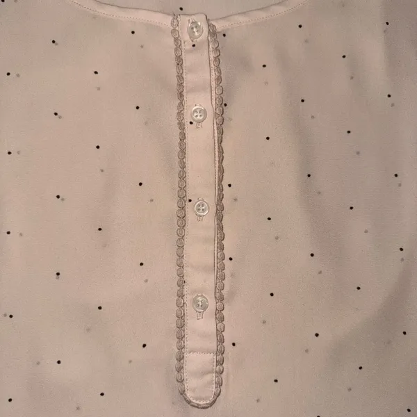 LOFT Women's Beige‎ Polka Dot Sleeveless Button Up Blouse Shirt Top Size S - Image 6