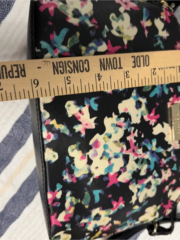 Kate Spade New York Floral Crossbody Bag Black Multi Satchel Purse - Image 6