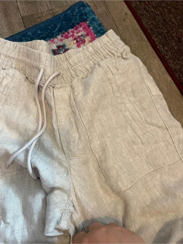 Athleta Beige Linen Wide-Leg Drawstring Pants - Image 7