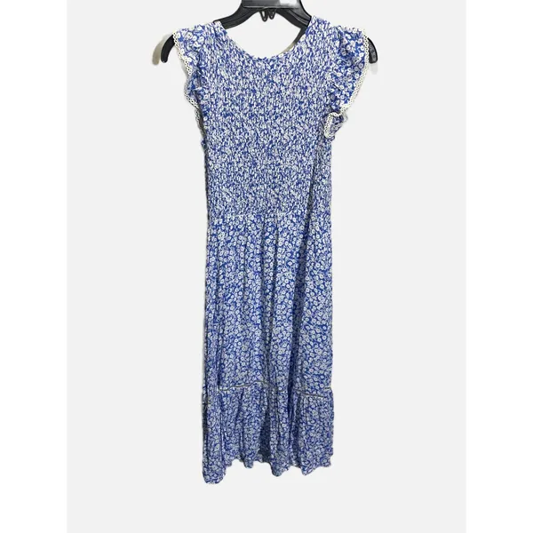 Lost + Wander Midi Dress Womens M Blue Floral Smocked‎ Ruffle Sleeve Cottagecore - Image 2