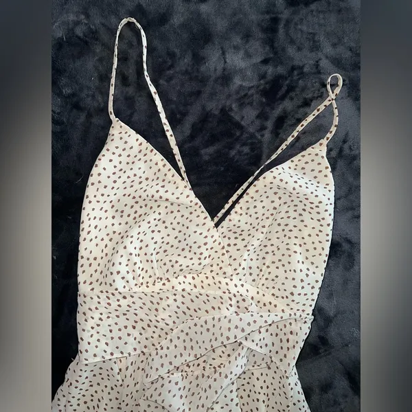 Princess Polly The Keilan Wrap Romper in Beige Size 4 - Image 6