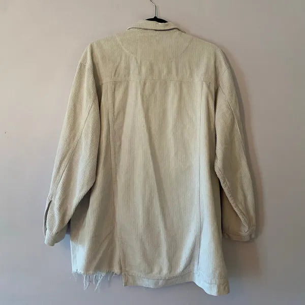 POL Cream Corduroy Shacket Frayed Distressed Oversized Layer Women's size Small - Image 5