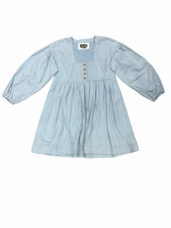 Anthropologie Long Sleeve Square Neck Denim Babydoll Mini Dress - Image 2