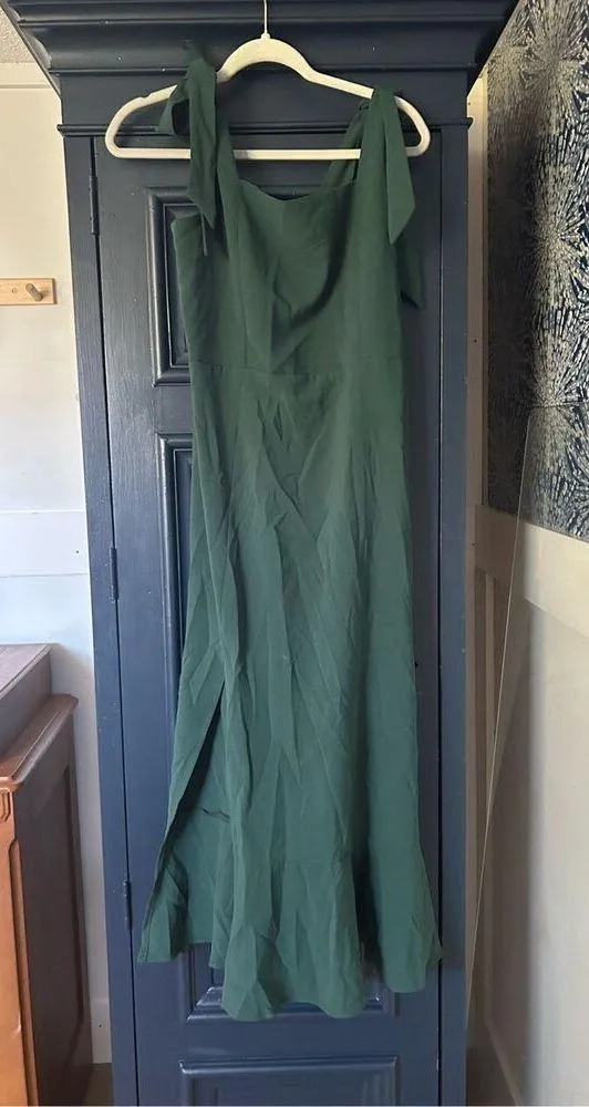 NEW Green Tie Straps Maxi Formal Party Dress with Slit XL NO BELT - Image 2