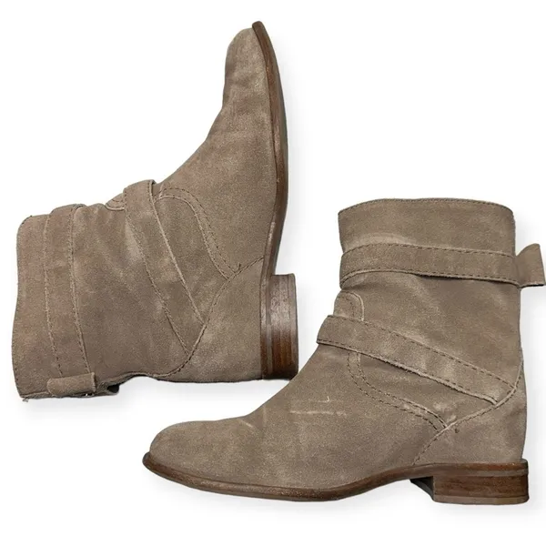 Kate Spade Women’s Size 6.5 Taupe Mousse Suede Sabina Bow Back Combat Boots - Image 8