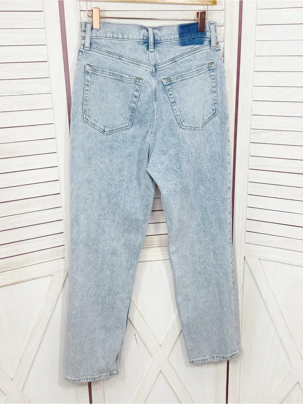Abercrombie & Fitch 90s‎ Straight High Rise Crossover Jeans Stone Wash Blue 8 - Image 3