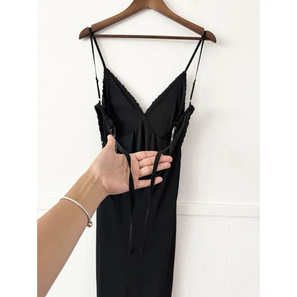 Wild Fable Black Floral Maxi Dress Open Back Tie Women’s Size S NWT - Image 7