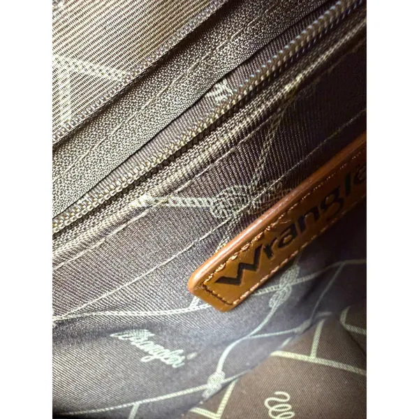 Wrangler Aztec Print Tote Bag Western Canvas Crossbody Strap Brown‎ Like New - Image 10