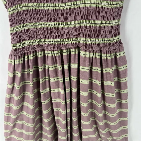 Toad & Co Gemina‎ Sleeveless Dress Faded Lilac 90s Stripe Smocked NWT Size M - Image 12