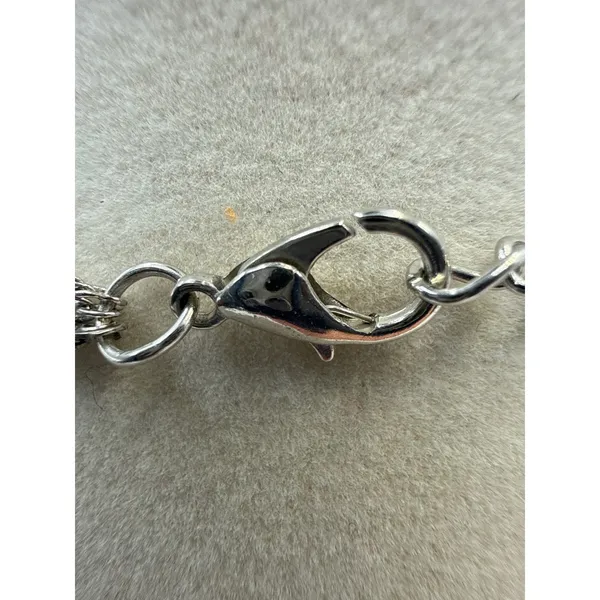Silver Tone Triple Layered Necklace Heart Star Charms Beaded & Rope Chain Set - Image 4