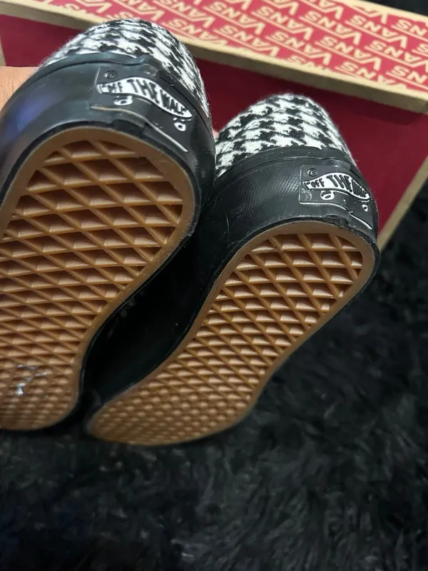 LX Classic Slip-On 98 black and white houndstooth pattern shoes sneakers sz7 new - Image 4