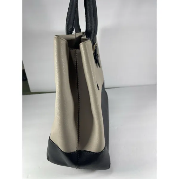 Kate Spade New York Beige/Black Colorblock Tote Zip Center, Pockets Gold - Image 5
