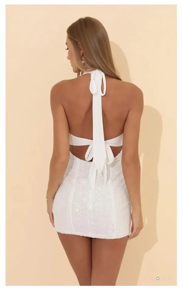 Sequin Bodycon Halter Dress - Image 3