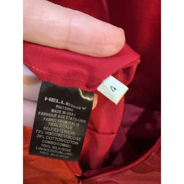 Hellessy Emily Dress‎ In Red With Contrast White Shirttail Hem Size 4 Crimson - Image 8