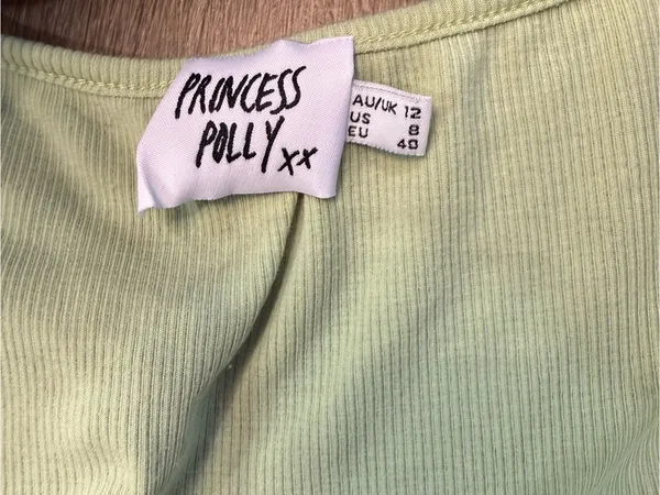 Princess Polly Lime Green Ribbed Wrap Crop Top Sz 8 - Image 3