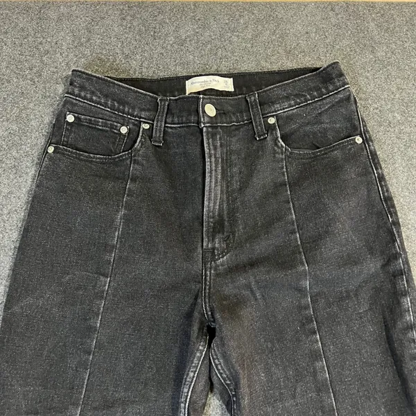 Abercrombie & Fitch High Rise‎ Skinny Jeans Black Front Seam Slit Hem 28 6L - Image 7