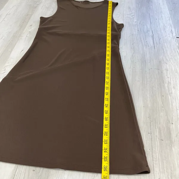 Brown Sleeveless Stretch Lightweight Plain Basic Midi Dress 9/10 Size undefined - Image 7