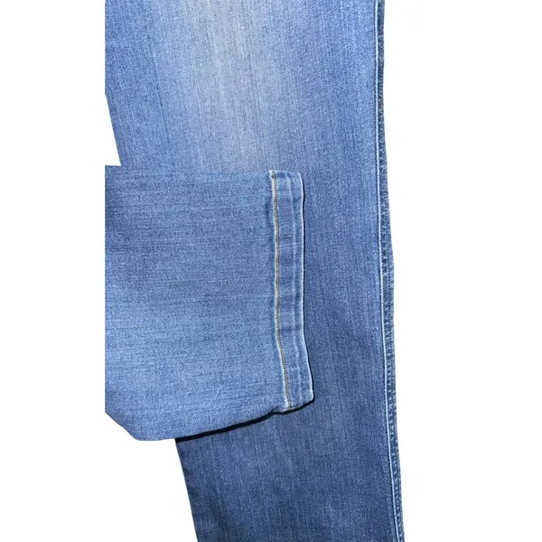 Spanx Medium Wash Pull On Jeans Women's 1X Stretch Distressed Straight Leg‎ - Image 3