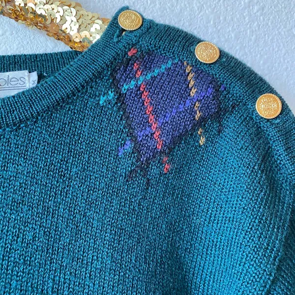Vintage JH Collectibles Wool Sweater | Gold Crest Buttons | Tartan Argyle - Image 5