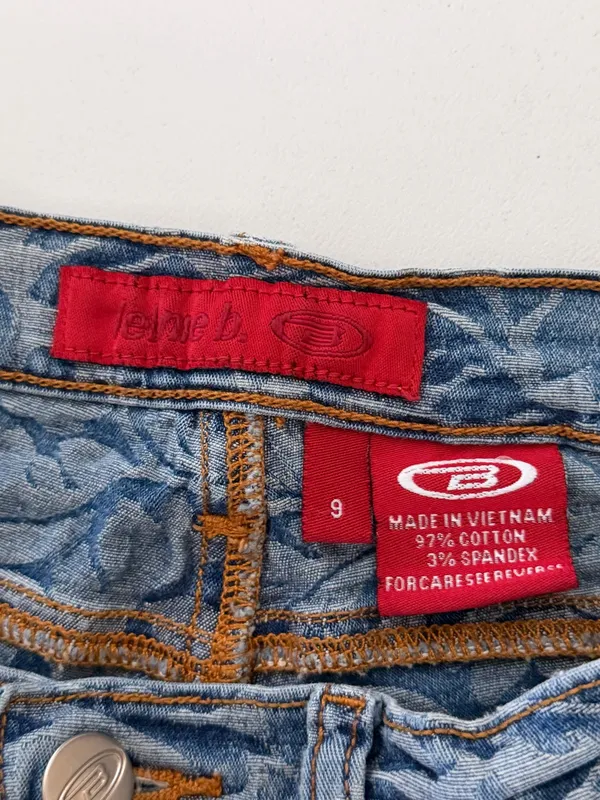 Bongo Let Me B Vintage Y2K Floral Scroll Print Flare Jeans Womens 9 Low Rise - Image 6