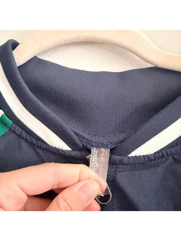 Free People Movement Navy Blue & Green Pullover Track Jacket - Image 4
