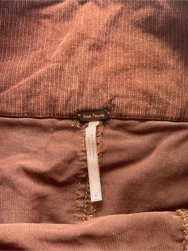 Free People Chocolate Brown Corduroy Mini Skirt with Front Slit - Image 4