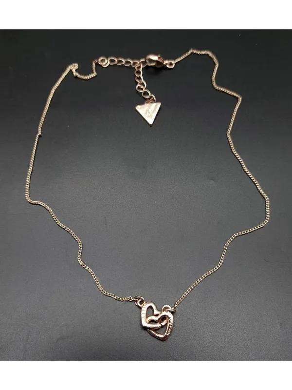 Adorable GUESS Rose Gold Tone Double Heart Pendant Necklace Dainty 16" Long - Image 6