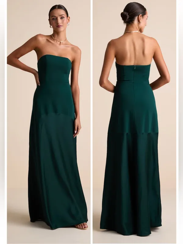 Lulus Compelling Style Emerald Strapless A-Line Maxi Dress Size Large NWT Formal - Image 2