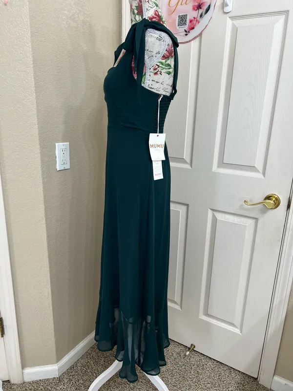 NWT Show Me Your Mumu Claire Midi Dress Emerald Chiffon Size XS - Image 6