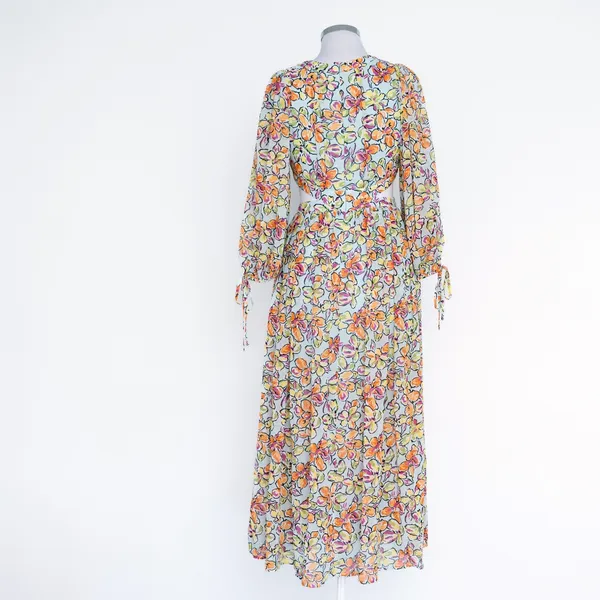 Maje - ‎ Orange Blue Hibiscus Cut Out Maxi Dress - Image 3