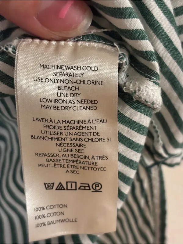 MAEVE 100% Cotton Bennet Stripe Buttondown Shirt in green and white - Image 10