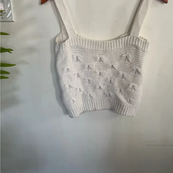 Zara Ivory Off-the-Shoulder Knit Tank - Image 4