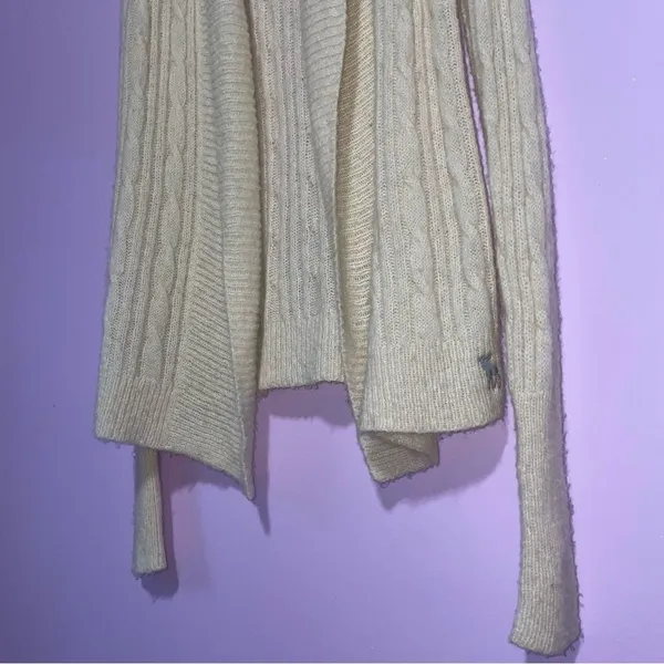 Abercrombie & Fitch Y2K Cable Knit Cardigan Women S Shawl Collar Preppy Coastal - Image 3