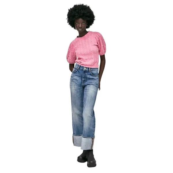 ZARA Pink Pearl Knit Sweater Top NWT - Image 2