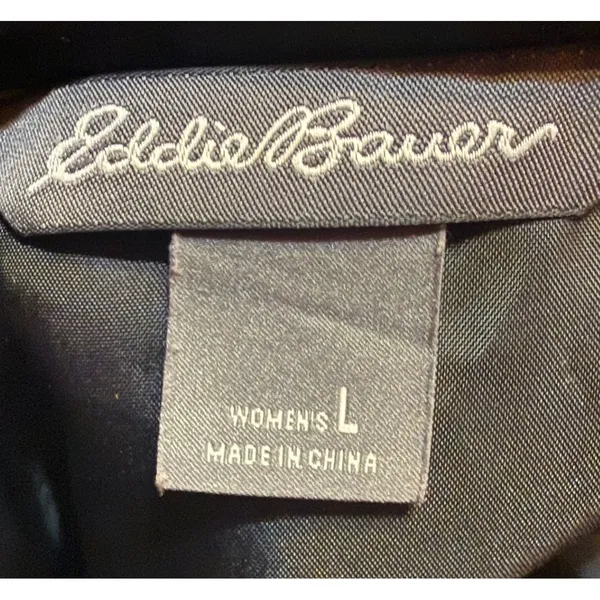 Eddie‎ Bauer Quilted Vest Women Large Black Excellent Full Zip Diamond Pattern - Image 4
