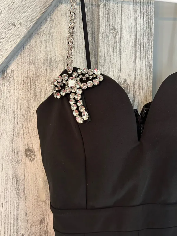 Absolutely stunning black jumpsuit with rhinestone embellishments size XL - Image 9
