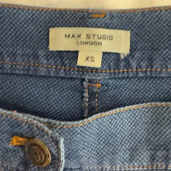 1629 |‎ Max Studio London Wide Leg High Waist Denim Trousers Blue Womens XS - Image 7