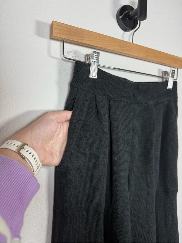 FP Beach Free People Freya Sweater Pants Black Linen Blend Balloon Joggers XS - Image 5