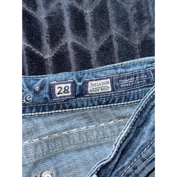 Miss Me Women's‎ Boot Embellish Blue Denim Low Rise Medium Wash Size 28 - Image 4