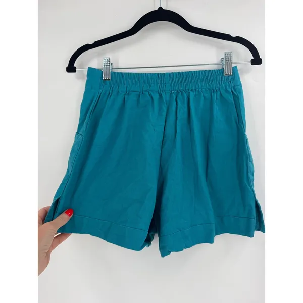 House of Harlow Shorts‎ Women S Teal Linen Blend High Waist Coastal Boho Resort - Image 7