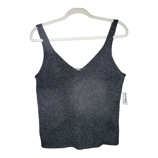 Old Navy Womens Gray Ribbed V-Neck Sweater Tank,‎ Large - Image 2
