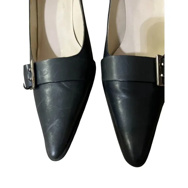 Joan & David Leather Pointy Toe Pumps Womens 8M Blue Circa 365 CJCalliope Y2K - Image 3